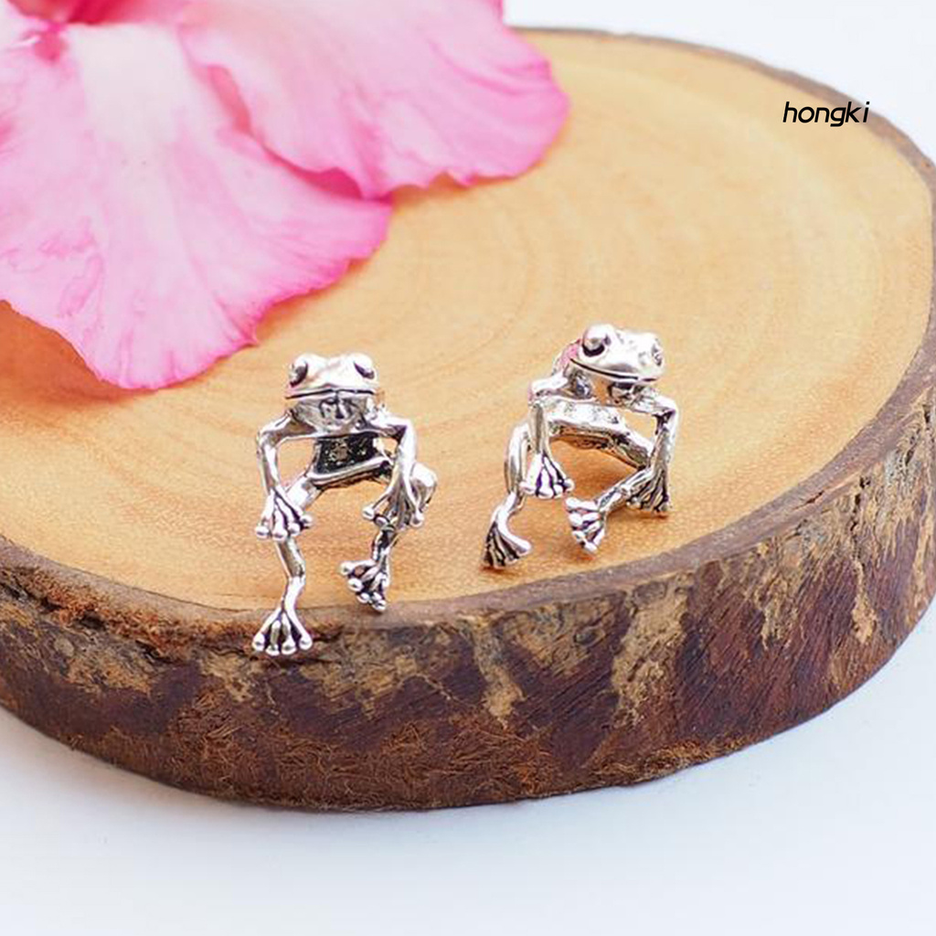Đôi bông tai bằng bạc hình chú ếch dễ thương phong cách cổ điển phù hợp khi đi nghỉ mát