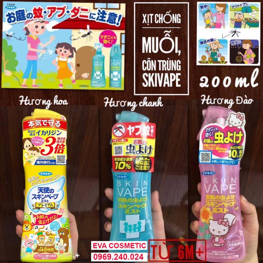 Xịt chống muỗi và côn trùng Skin Vape Nhật Bản 200ml Đuổi muỗi cho bé và người lớn chiết xuất hoàn toàn từ thiên nhiên