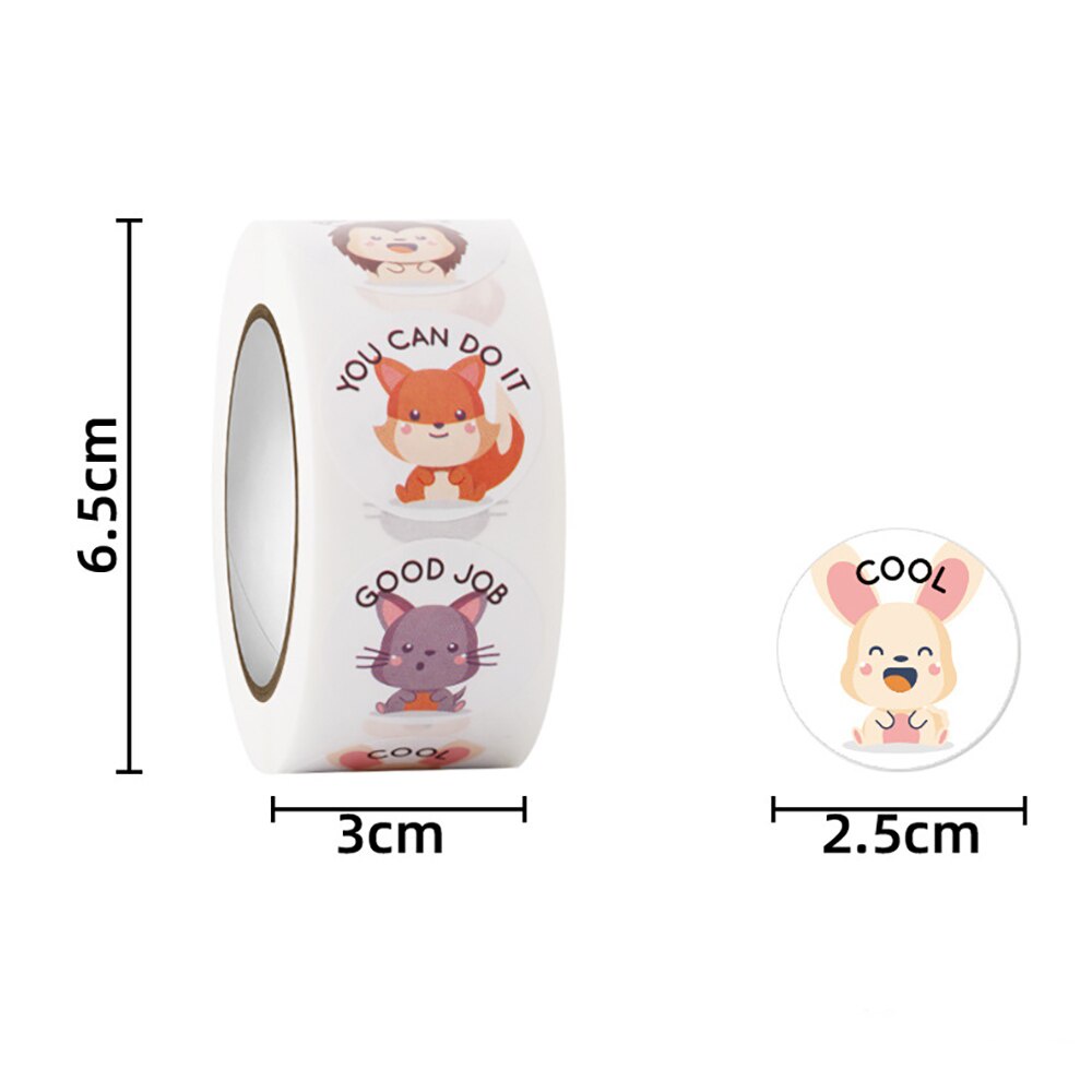 500 miếng dán 1inch/2.5cm hình động vật hoạt hình dễ thương trang trí đồ chơi cho bé