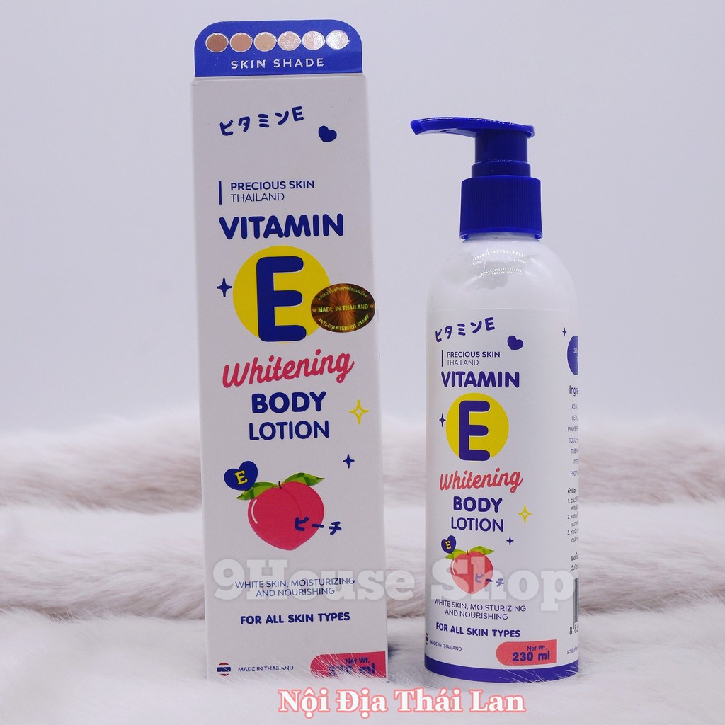 DƯỠNG THỂ PRECIOUS SKIN VITAMIN E WHITENING BODY LOTION 230ML CHÍNH HÃNG