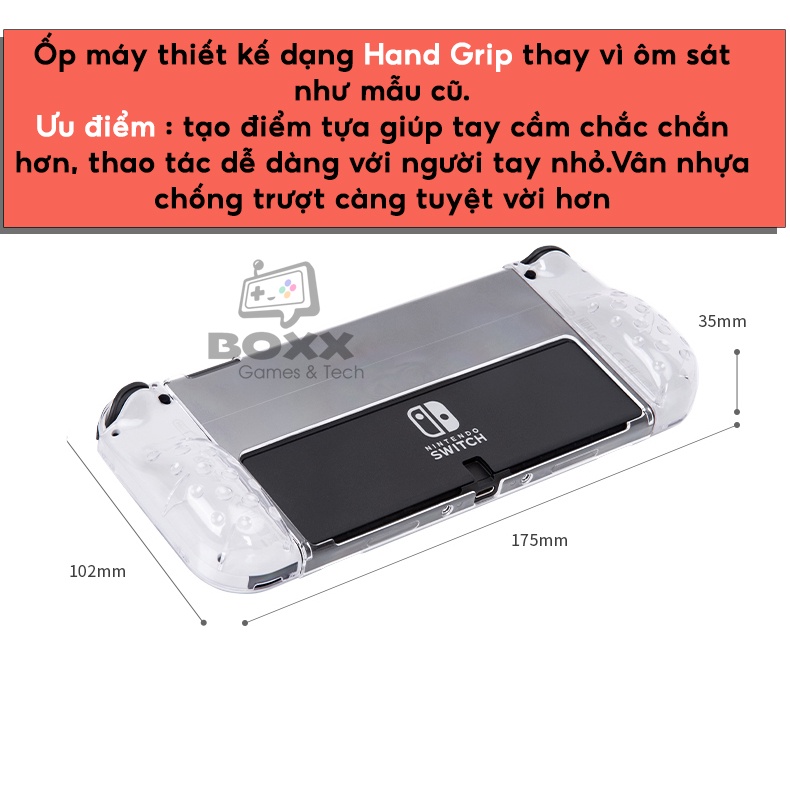 Case trong suốt cho Nintendo Switch Oled, Ốp nhựa cứng trong suốt cho Switch Oled