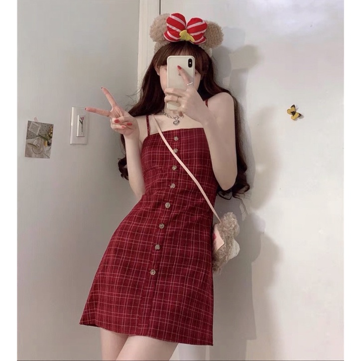 váy kiểu nữ , hot trend body sexy , váy hai dây đỏ noel giáng sinh