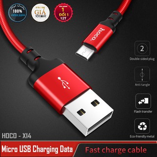 Cáp Sạc Nhanh Hoco X14 cho điện thoại Android | Dây dù + Hỗ trợ sạc nhanh 2.4A