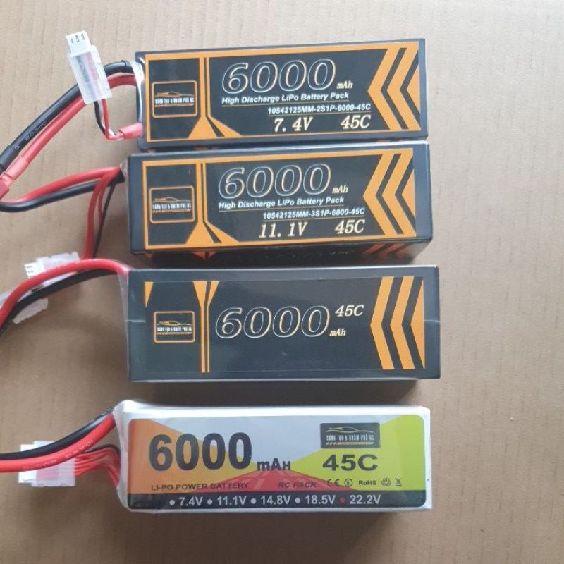 Pin LiPo 2s, 3s, 4s, 6s 6000mah 45C có vỏ cứng