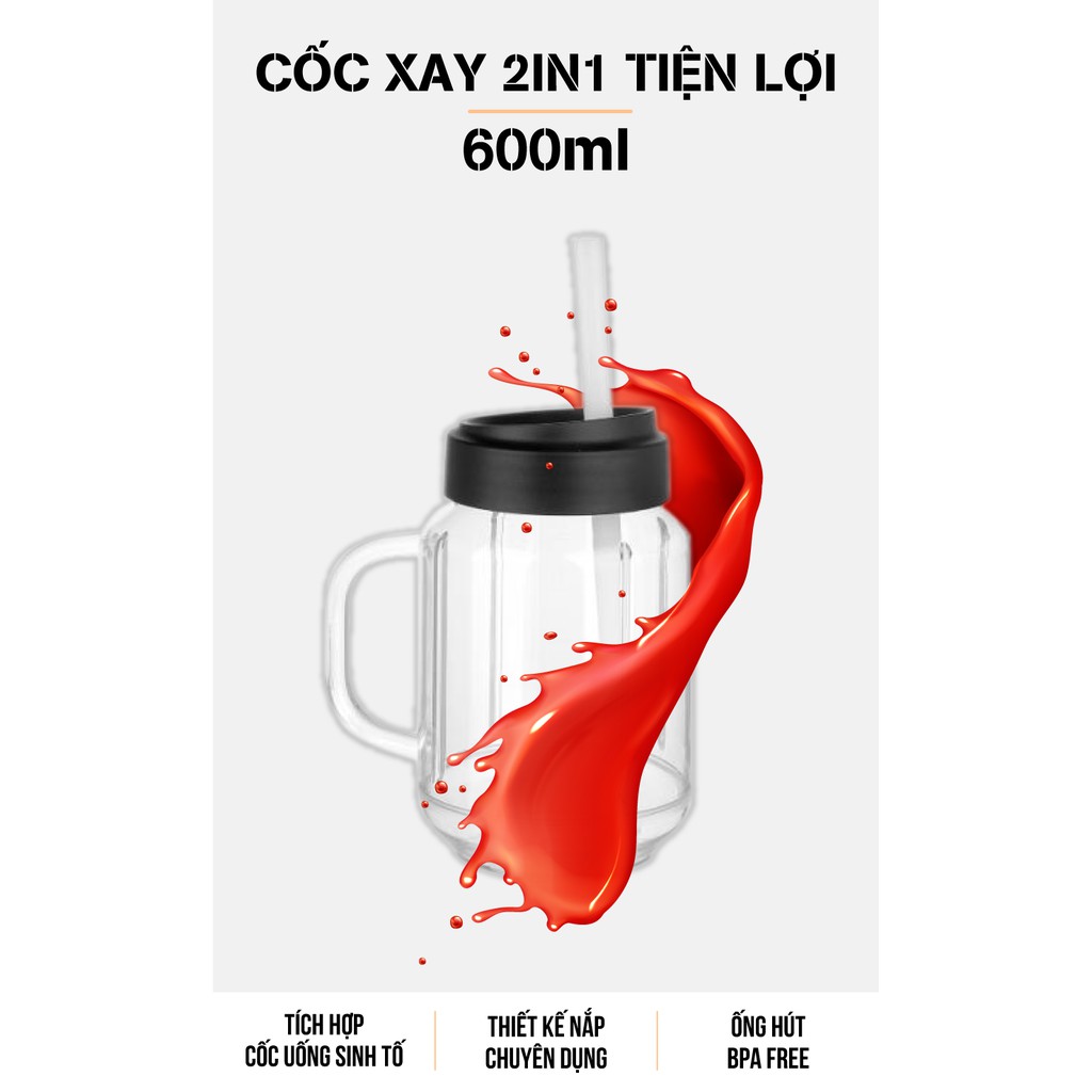 [MUA 1 TẶNG 1] Máy xay sinh tố hạt đa năng Masuto Blender công nghệ Nhật Bản - xay siêu nhuyễn mịn chỉ trong 10s cối 0,6