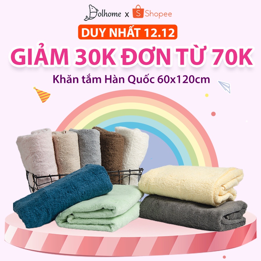 Khăn tắm Dolhome cotton 250gram kích thước 60x120cm mềm mại thấm hút có tính kháng khuẩn đạt chuẩn IQC -20504