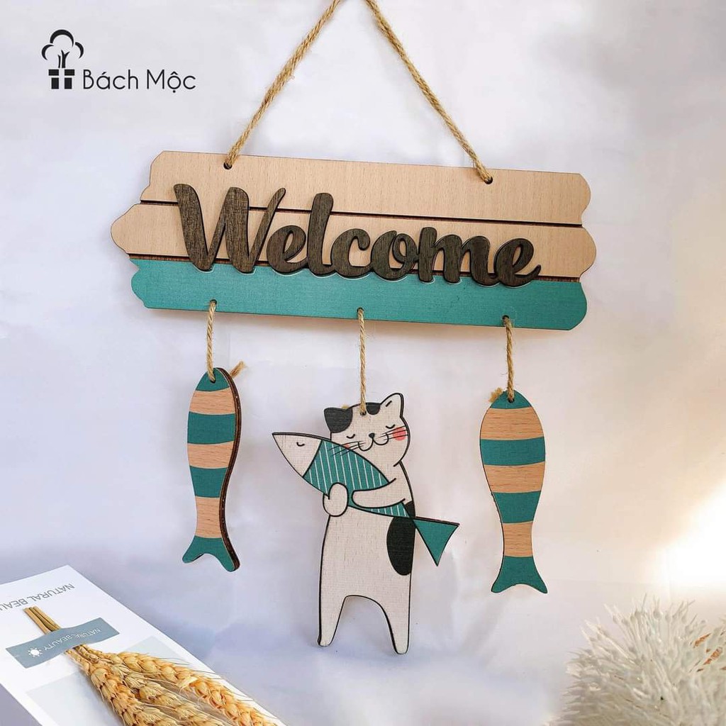 Bảng gỗ decor, bảng gỗ wellcome (bảng gỗ trang trí DNDecor + quà tặng giá trị 17.000đ)