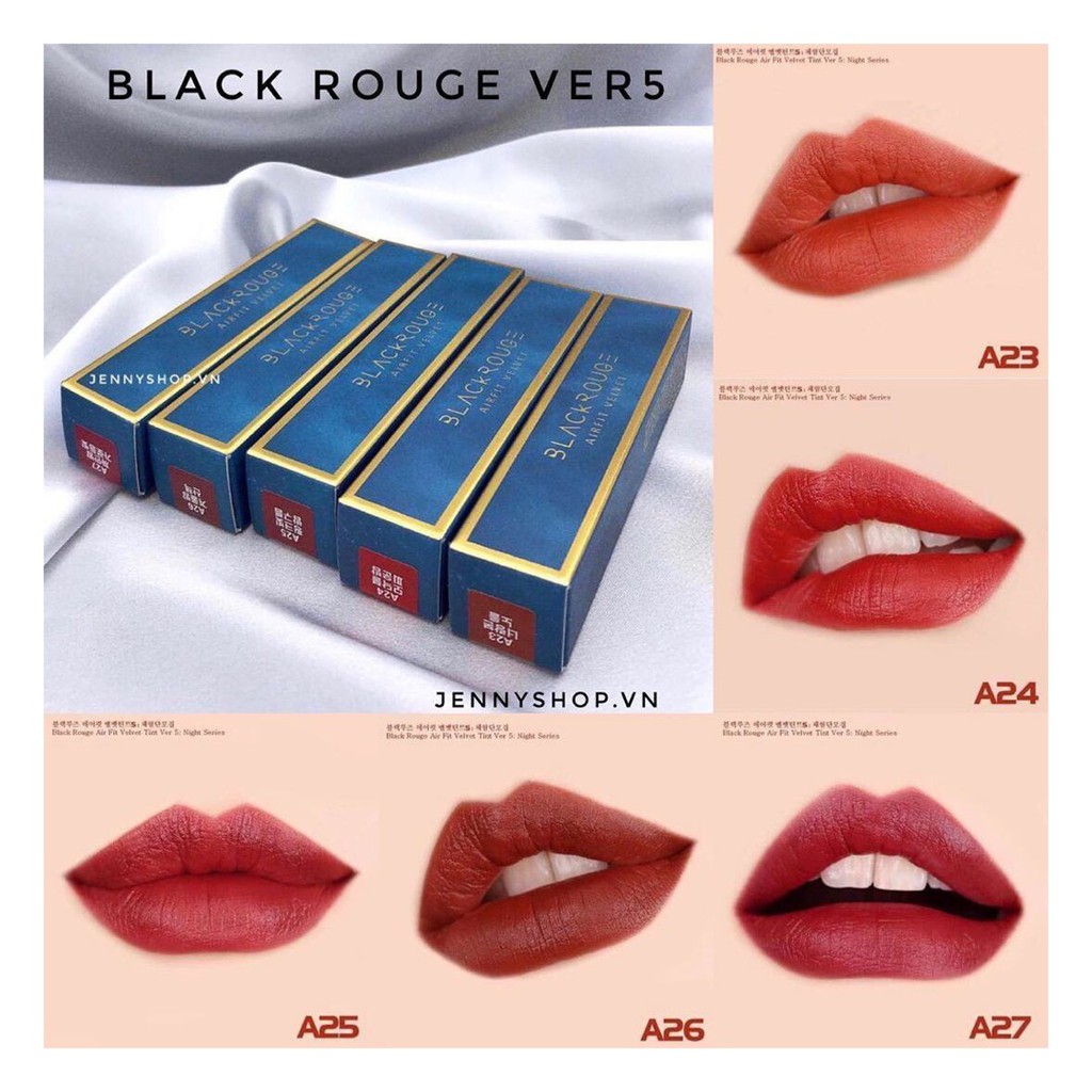 ( Ver 5 ) Son kem Black Rouge Air Fit Velvet Lip Tint Night Series