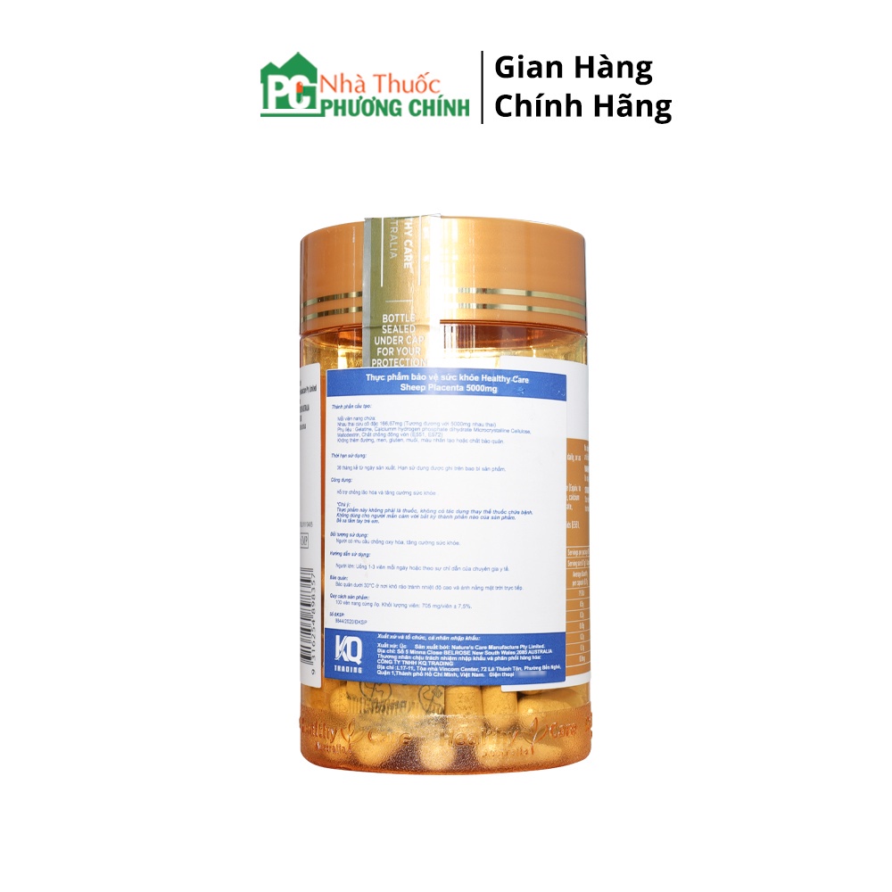 Nhau Thai Cừu Healthy Care Sheep Placenta Úc - Chống Oxy Hóa, Làm Đẹp Da, Cơ Thể Khỏe Mạnh Dẻo Dai 5000mg