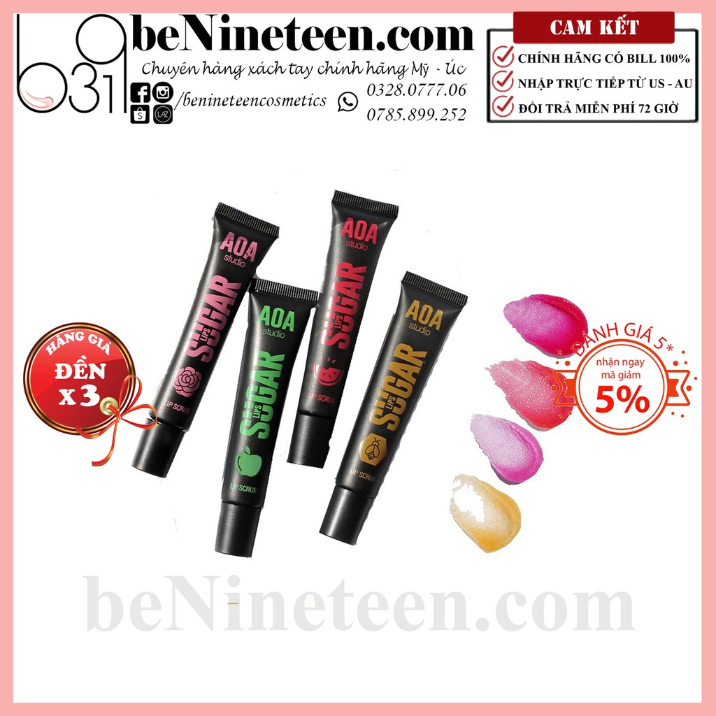 [TẶNG CHOCOLATE HERSHEY] Tẩy Da Chết Môi AOA Studio Sugar Lip Scrub