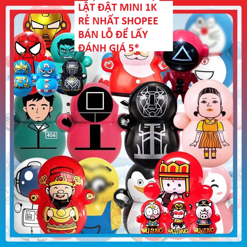 Đồ chơi cho bé lật đật mini squid game, lật đật doraemon cho bé siêu dễ thương dochoigo.vn
