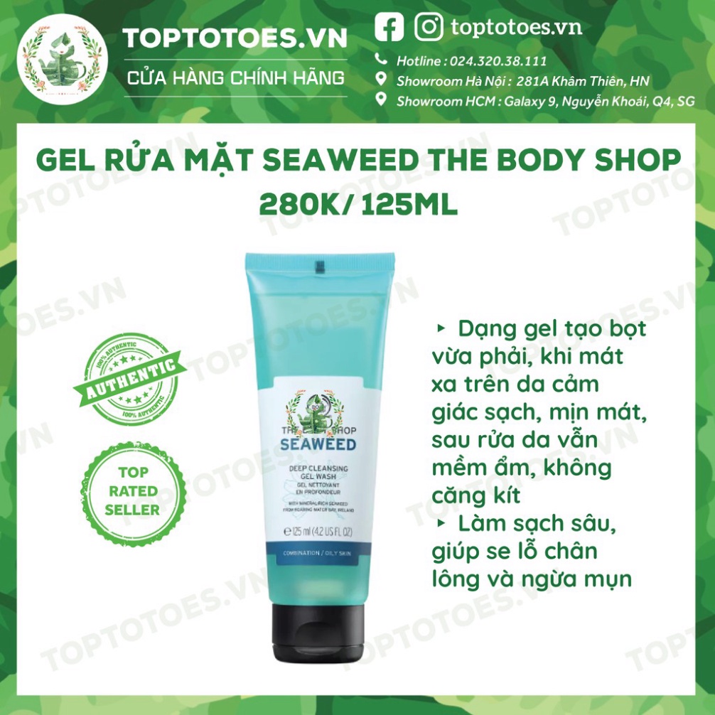 HOT CĂNG Bộ sản phẩm Seaweed The Body Shop sữa rửa mặt, toner, kem dưỡng, mặt nạ, tẩy da chết HOT CĂNG