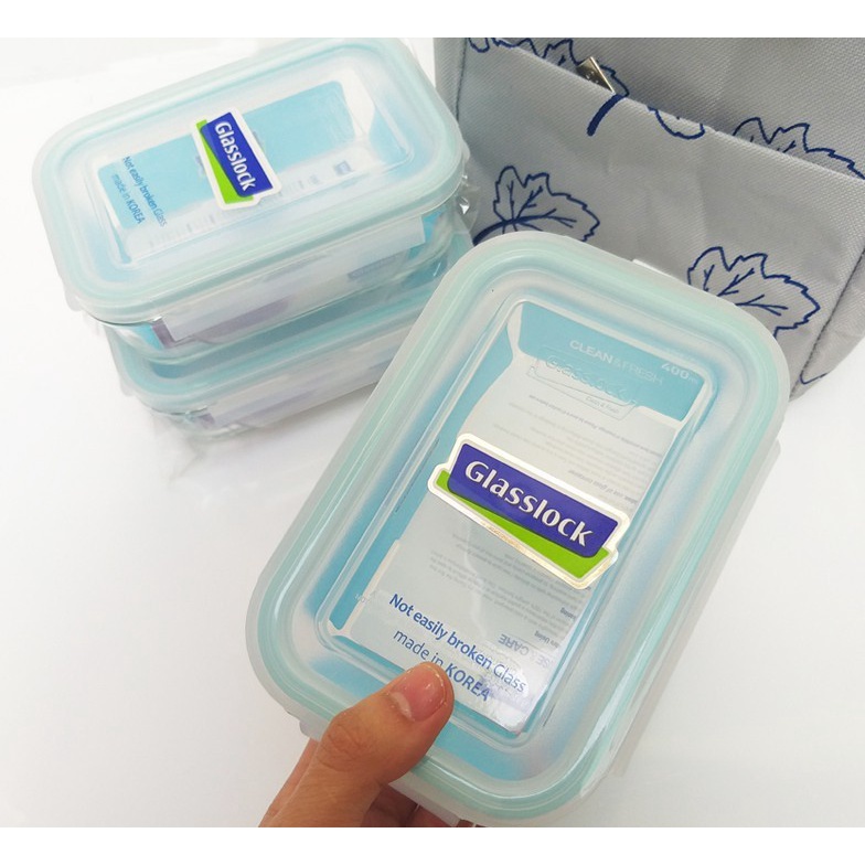 Bộ 2 Hộp Thủy Tinh Glasslock Lunch100 1000ml Và Túi Giữ Nhiệt