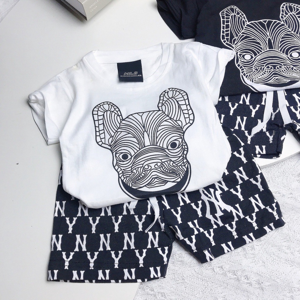 Bộ Cộc Tay Cho Bé Trai, Bộ Quần Áo Bé Trai In Chữ N Y Cho Bé Chất Cotton Cực Mát - cho bé tứ 8-20kg