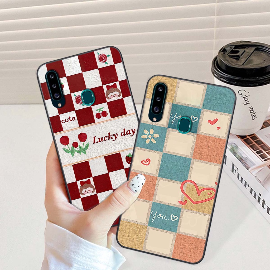 Ốp Samsung A20s caro trái tim cá tính, thời trang siêu đẹp, siêu phong cách