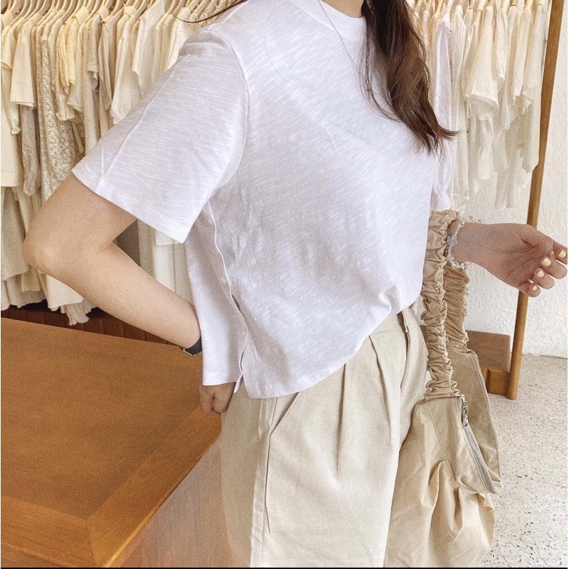 Áo kiểu croptop cổ tròn thun xước mềm mịn form rộng