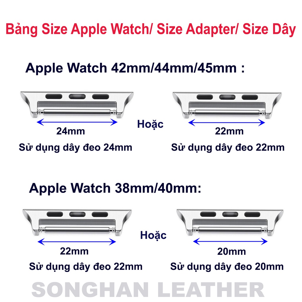 Dây Da Đeo Thay Thế Apple Watch Songhan Leather AW01.Dây Da Cá Sấu Khóa Gập Cao Cấp,Size 38mm-45mm.BH 12 Tháng