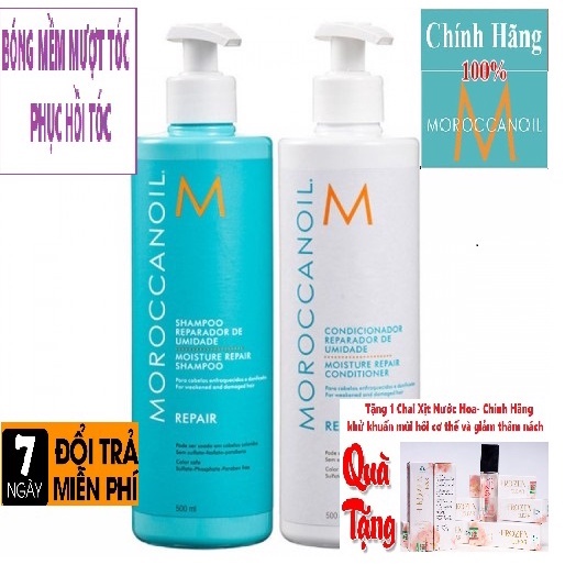 CẶP DẦU GỘI XẢ MOROCCANOIL REPAIR 1000ML⚡phục hồi hư tổn (Tặng 1 Xịt Nước Hoa Khử Mùi Cơ Thể))