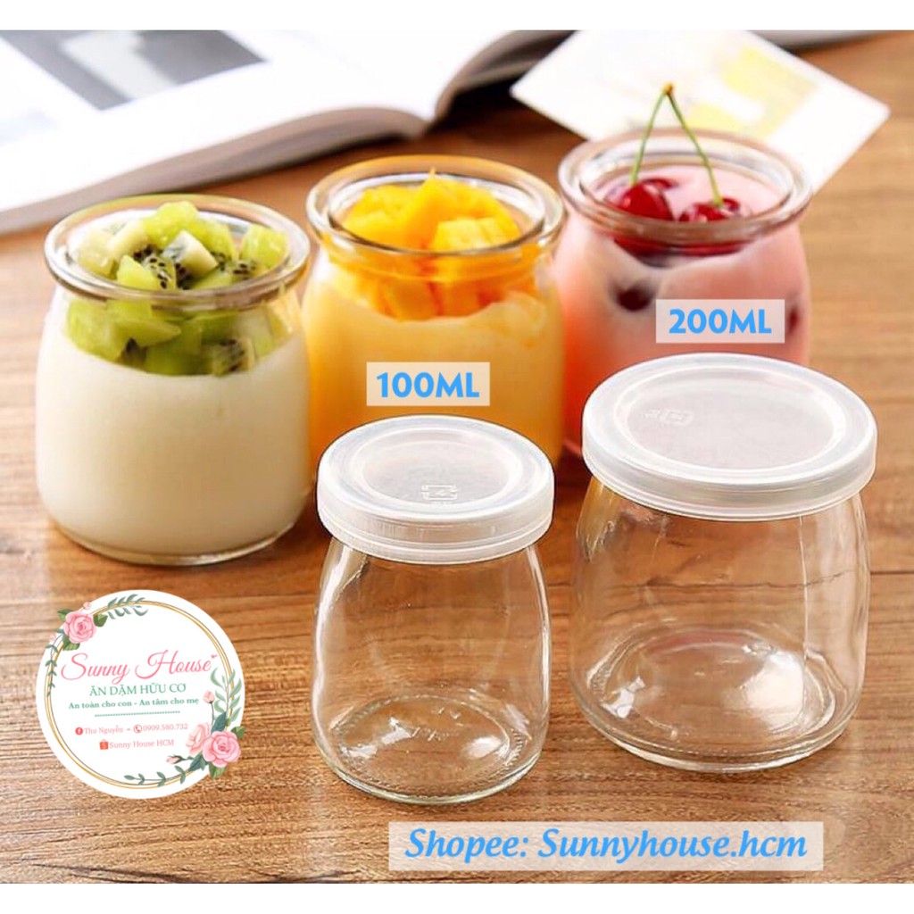 Hũ Thủy Tinh Có Nắp 200ml (Loại Siêu Dày Chất Lượng) Làm Sữa Chua, Váng Sữa, Bánh Flan,...