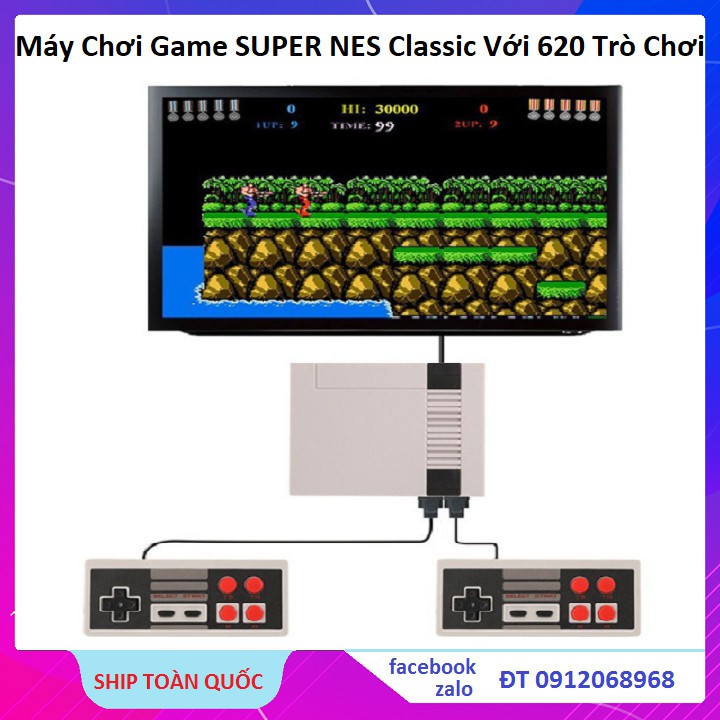 Máy Chơi Game Cổ Điển, Máy Chơi Game Mini 620 Trò Tặng 2 Bộ Tay Game Cho 2 Người SUPER NES Classic