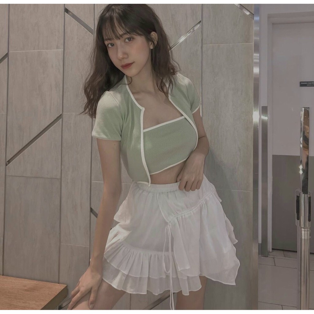 Set áo viền croptop và áo ống- chất thun gân QC siêu đẹp- cam kết đẹp- giá sĩ- ann9399- E0NU