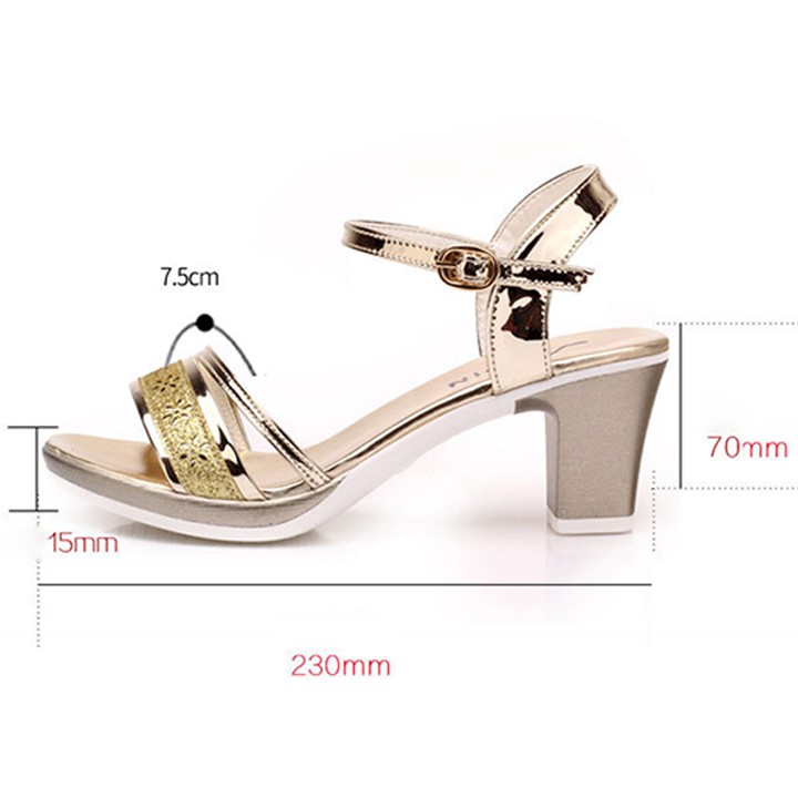 Dép Guốc Cao Gót 7cm Quai Hậu Sandal Thời Trang