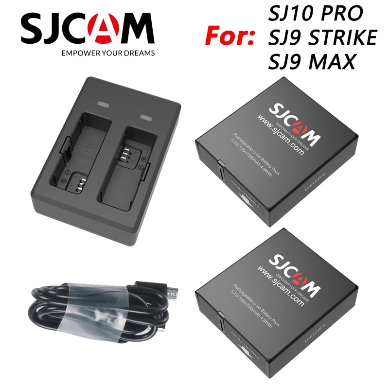 Bộ Sạc Pin Kép 1300mah Cho Camera Hành Trình Sjcam Sj10 Pro Sj9 Strike Sj9