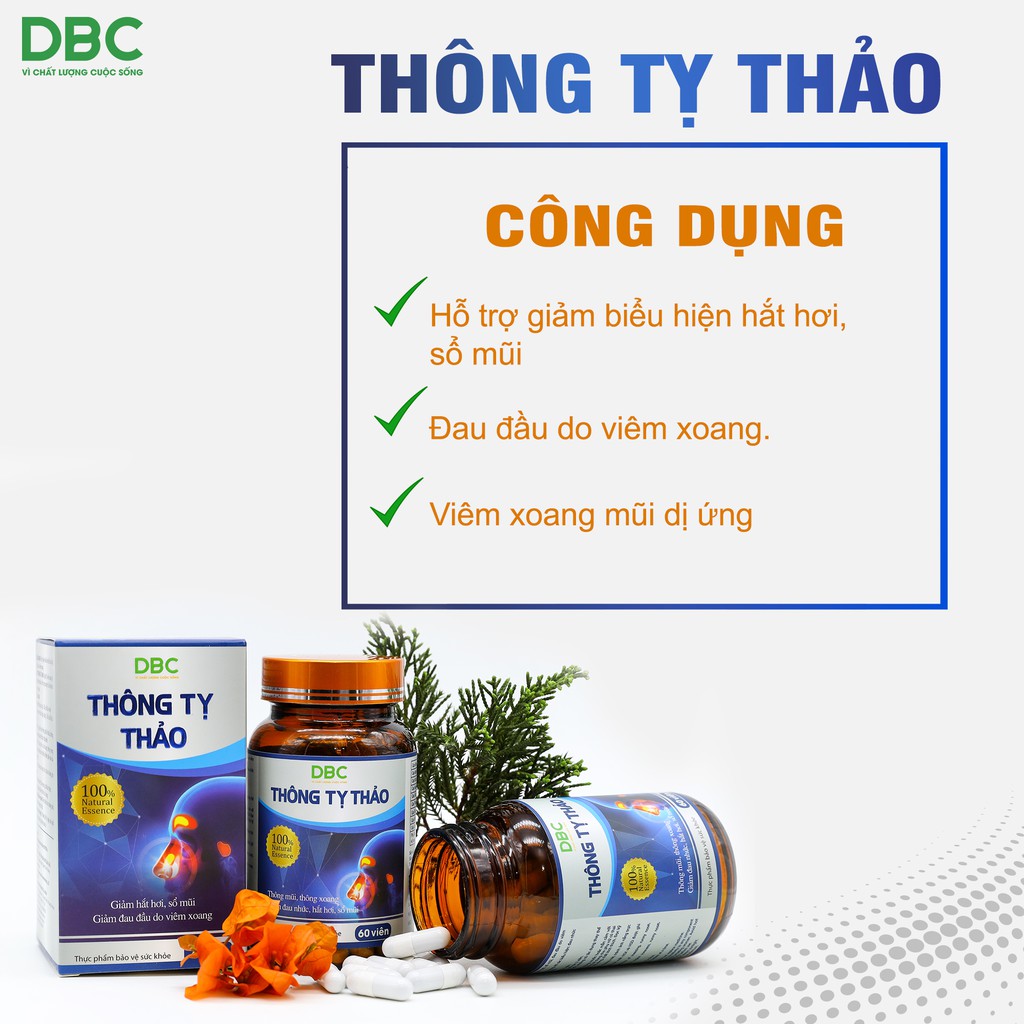 Viêm Xoang Thông Tỵ Thảo DƯỢC BẢO CHÂU Hỗ Trợ Viêm Mũi Dị Ứng 30/60 Viên