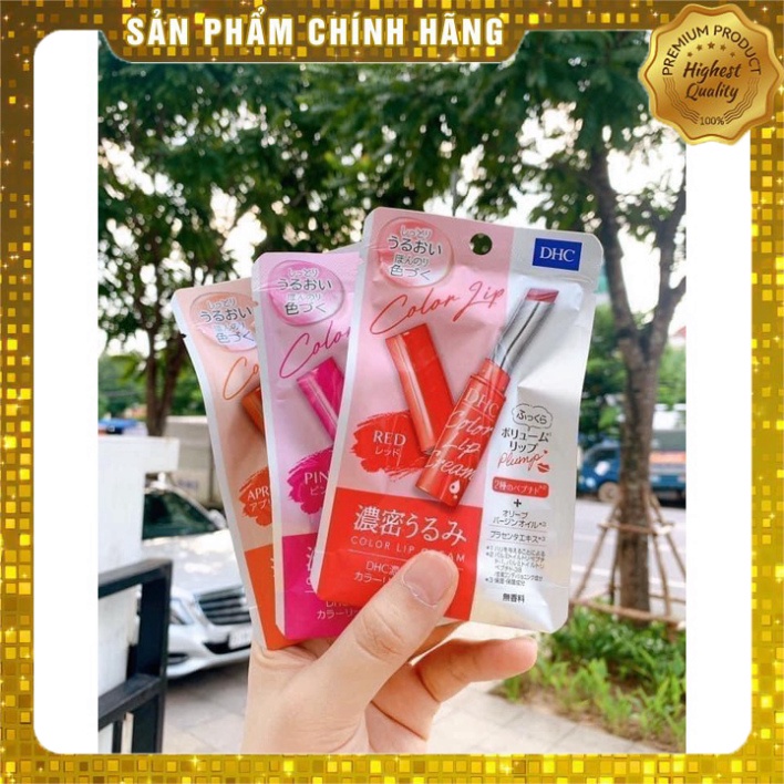 Son Dưỡng Môi DHC Color Lip Cream Nhật Bản Không Màu Và Có Màu Cam, Đỏ, Hồng