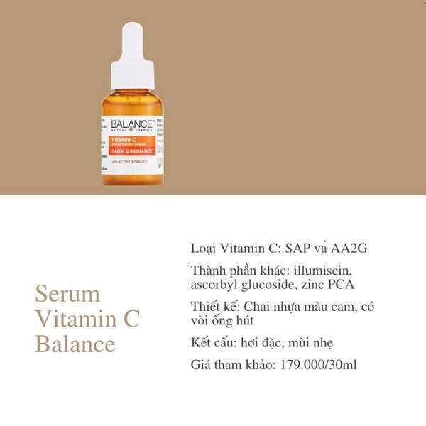 Serum Dưỡng Sáng Da, Mờ Thâm Balance Active Formula Vitamin C Brightening Serum Glow & Radiance