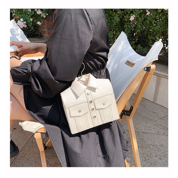 Túi Xách Nữ - Túi Vuông Hộp Mini Đeo Chéo, Hàng Thiết Kế Áo Sơ Mi Độc lạ, Thời trang, Cá Tính Kèm Dây Xích Đeo