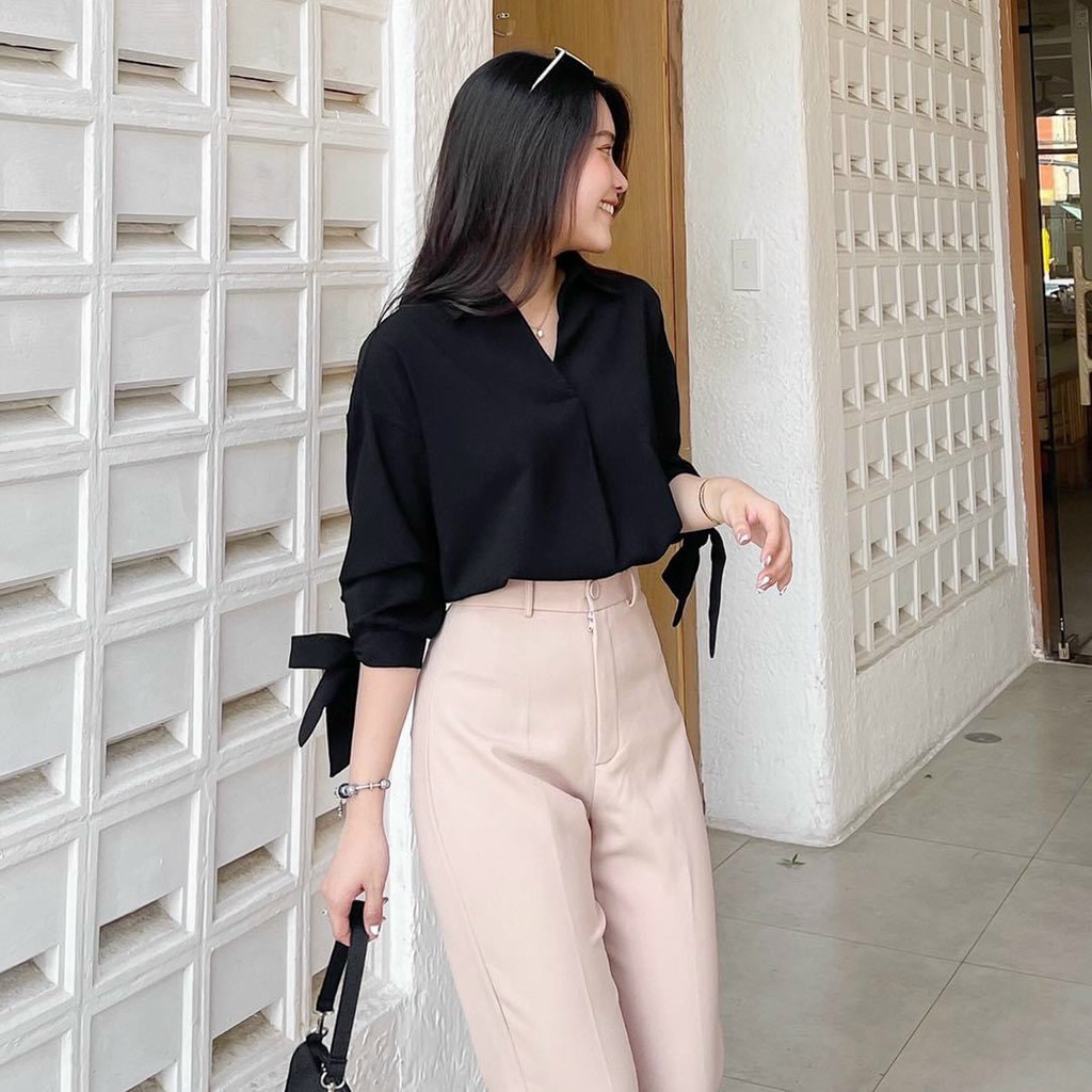 Quần tây ống rộng công sở màu đen, be, Quần ống rộng nữ 45 đến 65 kg | BigBuy360 - bigbuy360.vn