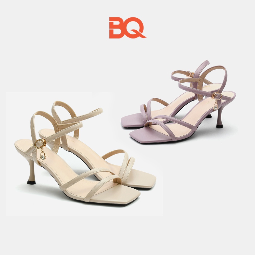 Giày sandal cao gót nữ quai mảnh mũi vuông đế vuông 6p Gi BQ039