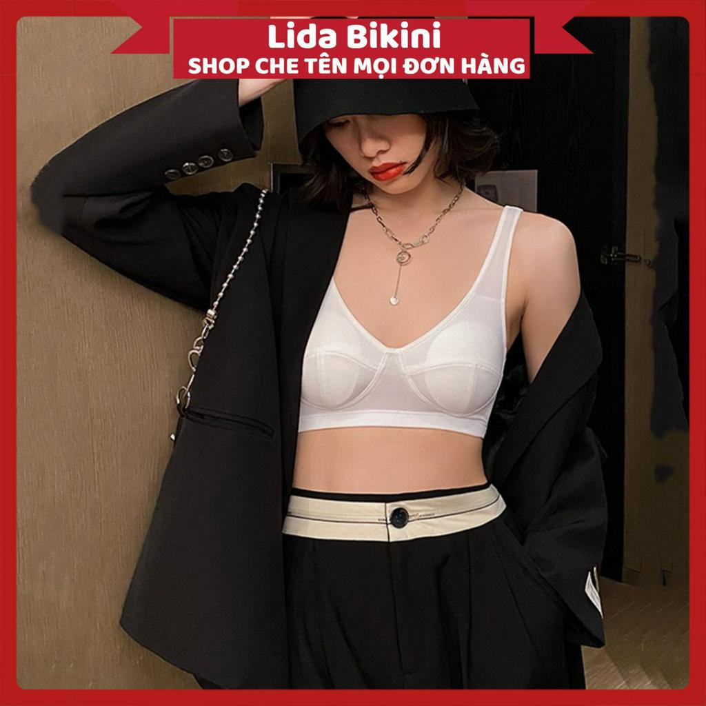 Áo Bra Nữ Cotton Lida Thiết Kế Trơn Dáng Basic Có Sắn Mút nâng ngực gợi cảm MÃ 2186
