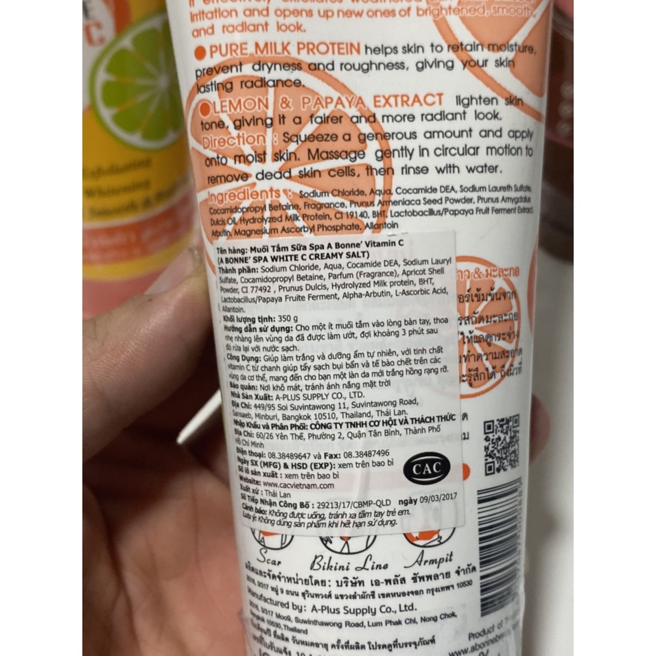 (Chính Hãng-Có tem phụ)(Tuýp)Tuýp Muối Tắm Sữa bò,cafeTẩy Tế Bào Chết,trắng da  A Bonne Thái Lan 350gam