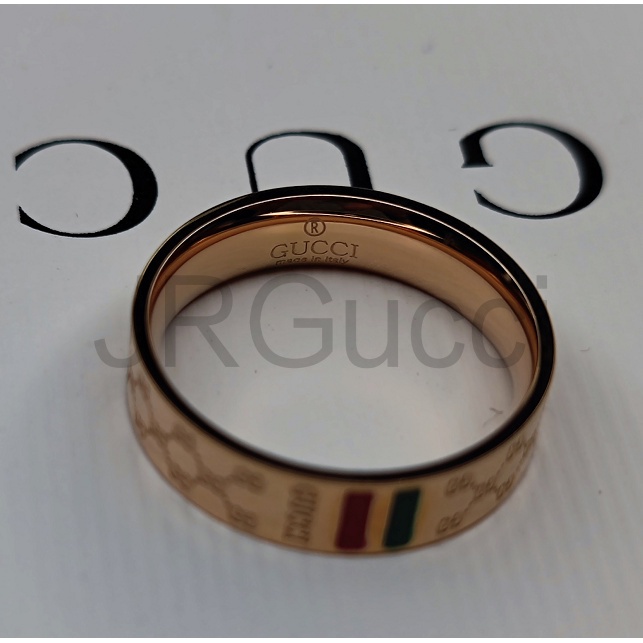 Nhẫn Mạ Vàng Hồng / Đỏ / Xanh Lá In Logo Gucci Thời Trang 2021 Mới Phong Cách Cá Tính
