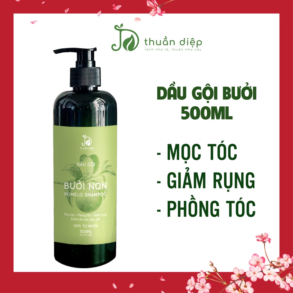 Dầu gội Bưởi non Thuần Diệp giúp mọc tóc nhanh, giảm rụng tóc, giúp tóc chắc khỏe 500ML handmade