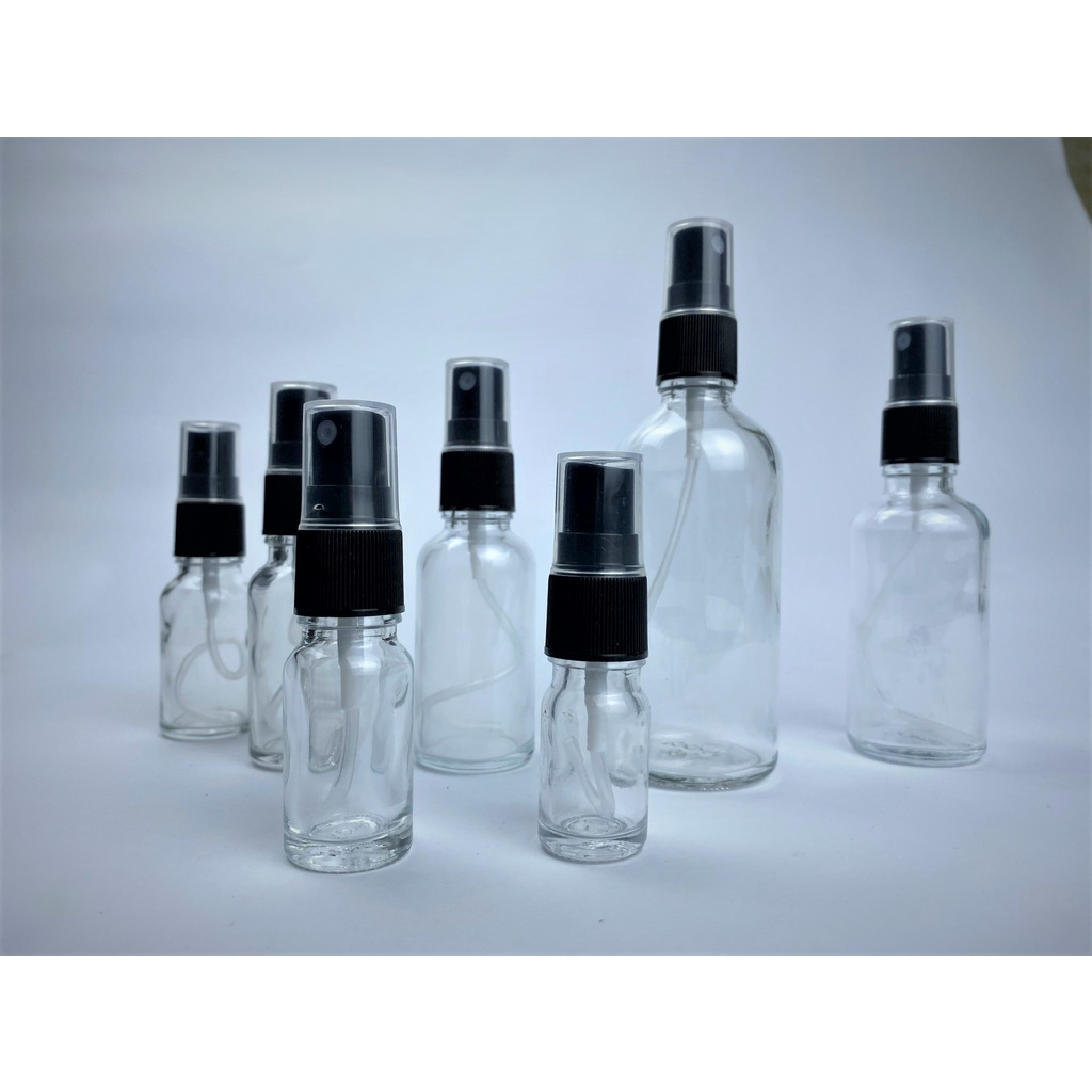 Lọ đựng chiết mỹ phẩm thủy tinh trắng nắp xịt đen 5ml/10ml/15ml/20ml/30ml/50ml/100ml