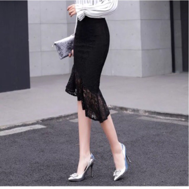 Chân váy đuôi cá REN lệch chéo ❤️ tiểu thư | BigBuy360 - bigbuy360.vn