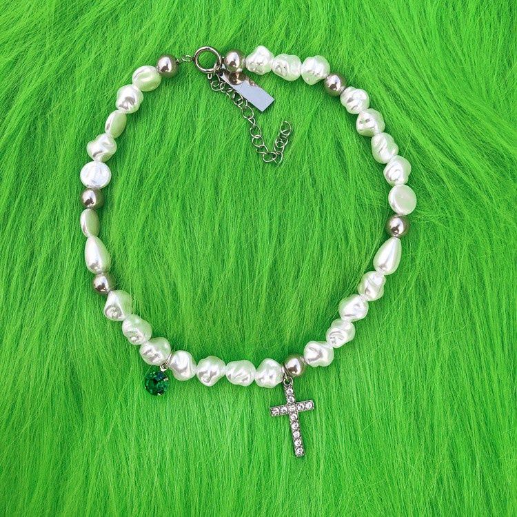 Dây chuyền hợp kim đính ngọc trai nhân tạo phong cách Vintage