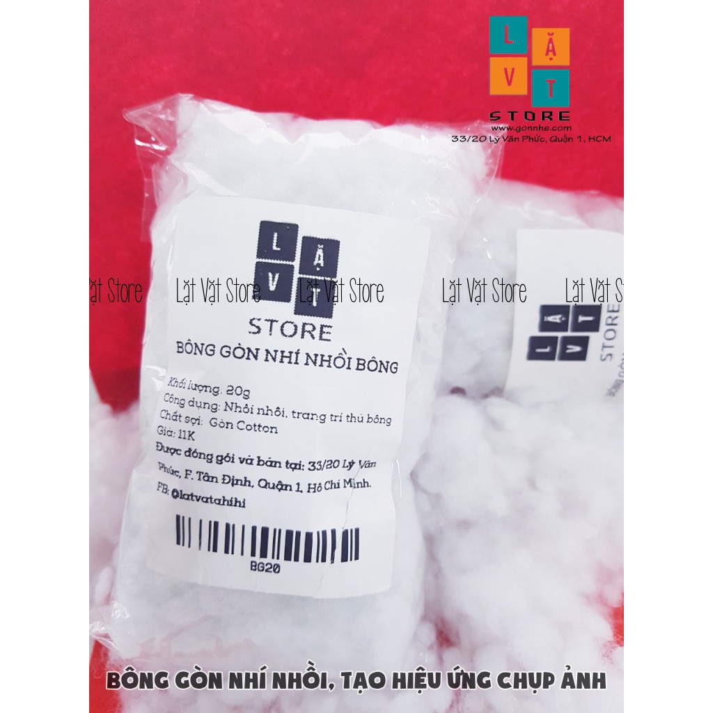Bông gòn nhí tạo hiệu ứng chụp ảnh, nhồi bông thú từ 20 gram đến 50 gram