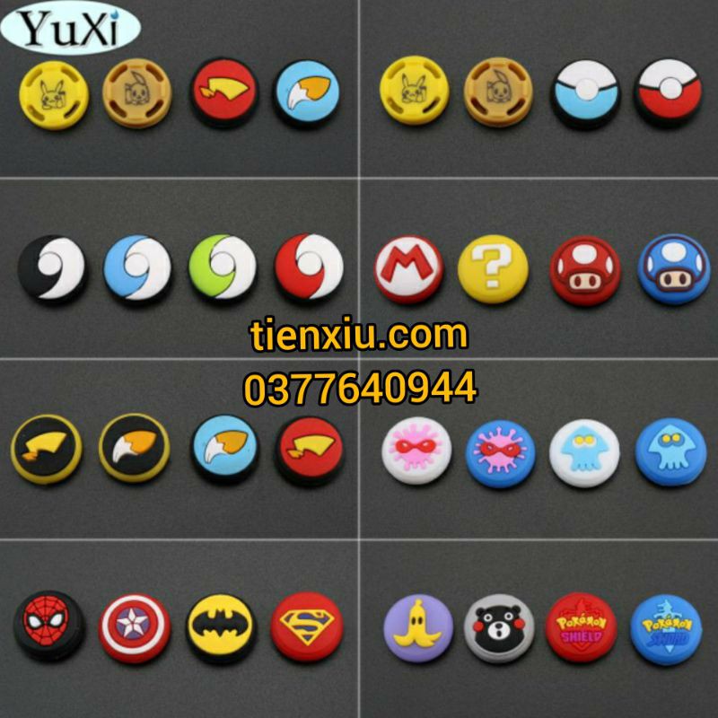 2 núm bọc joycon nintendo switch Oled v1 v2 Lite mẫu mới bear white Nintendo Switch and Switch Lite Oled Bọc cần Analog