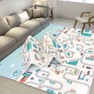 Thảm xốp gấp gọn XPE 2 mặt phủ Silicone Hàn Quốc chống thấm tuyệt đối, chống ngã, cho bé tập bò 1m8x2m