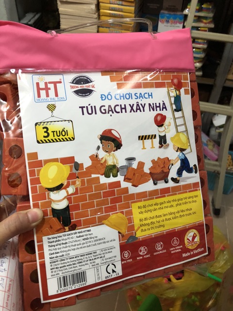 Bộ đồ chơi gạch xây nhà, xây dựng cho bé kèm phụ kiện bảo hộ