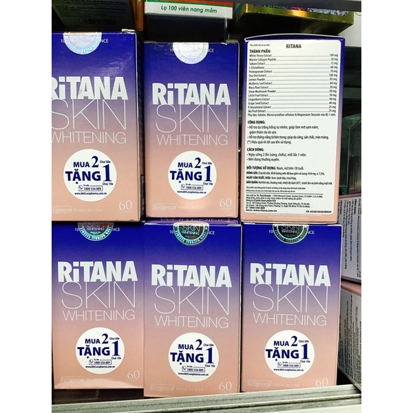 Viên uống trắng da RITANA lọ 60viên.