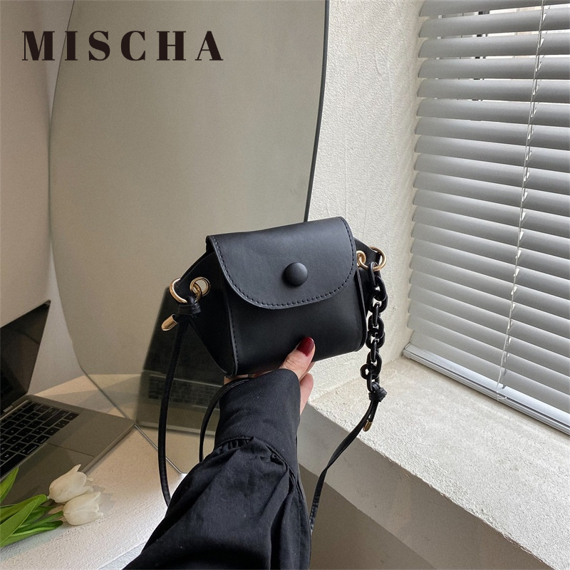 MISCHA Túi Đeo Chéo Mini Hình Vuông Màu Trơn Đơn Giản Thời Trang 2022 Cho Nữ