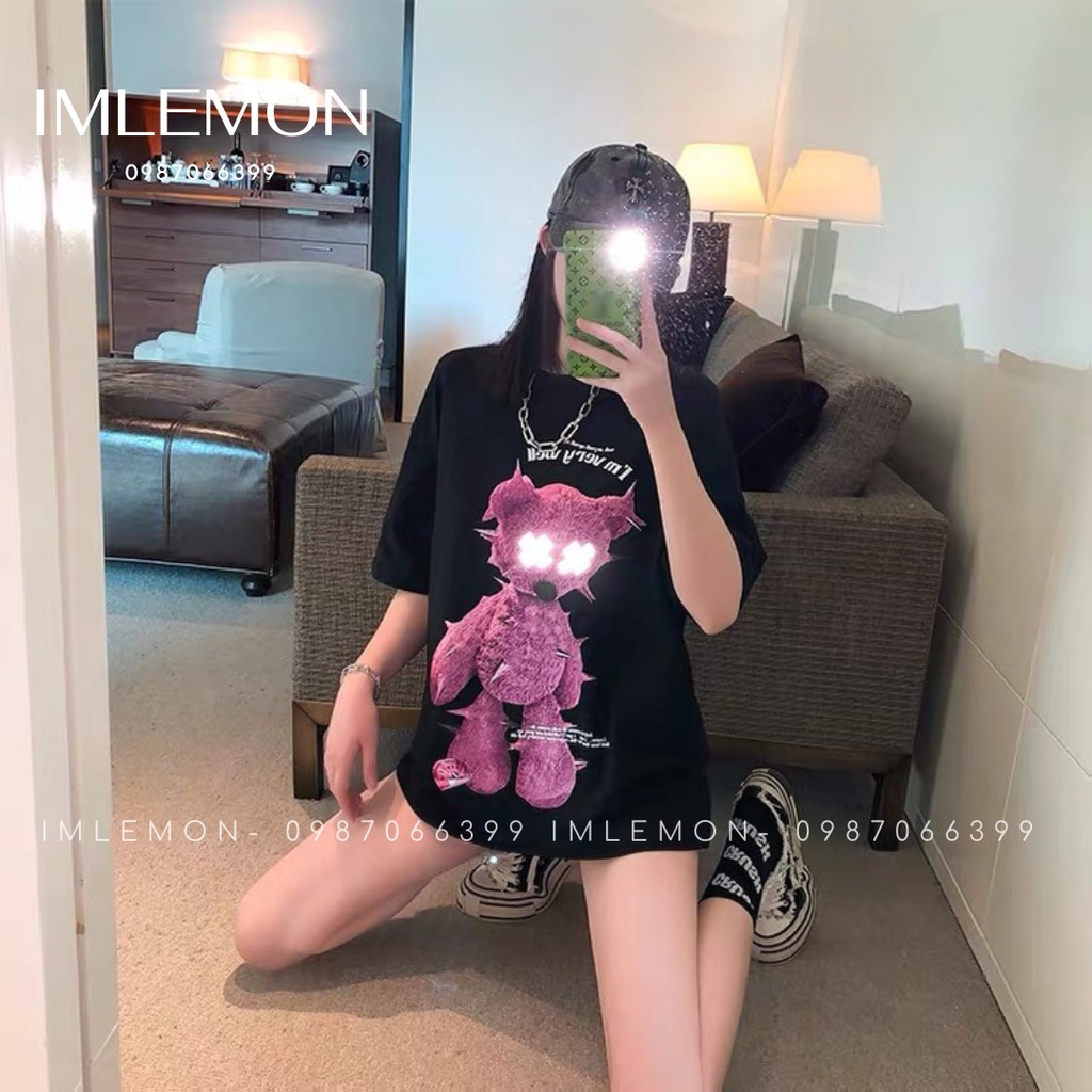 Áo Thun Tay Lỡ Nam Nữ Couple - Team - Unisex - PINKY BEAR MIX PHẢN QUANG I'M VERY WELL