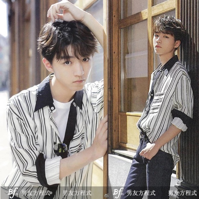 ẢNH THẬT ÁO SƠ MI KẺ SỌC VƯƠNG TUẤN KHẢI TFBOYS