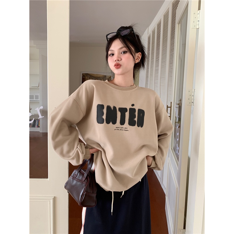 Áo Nỉ Nữ Dài Tay Cổ Tròn Form Rộng Màu Sắc Đa Dạng Thời Trang