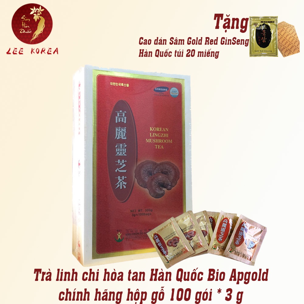 Trà linh chi hòa tan Hàn Quốc Bio Apgold chính hãng hộp gỗ 100 gói * 3 g